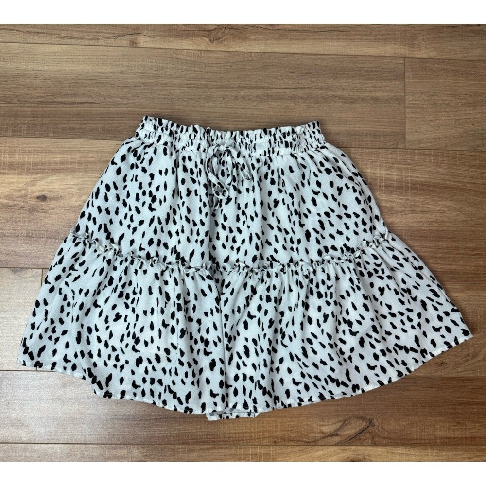 Princess Polly US 6 White/Black Front Tie Skirt with POCKETS FLAW‎